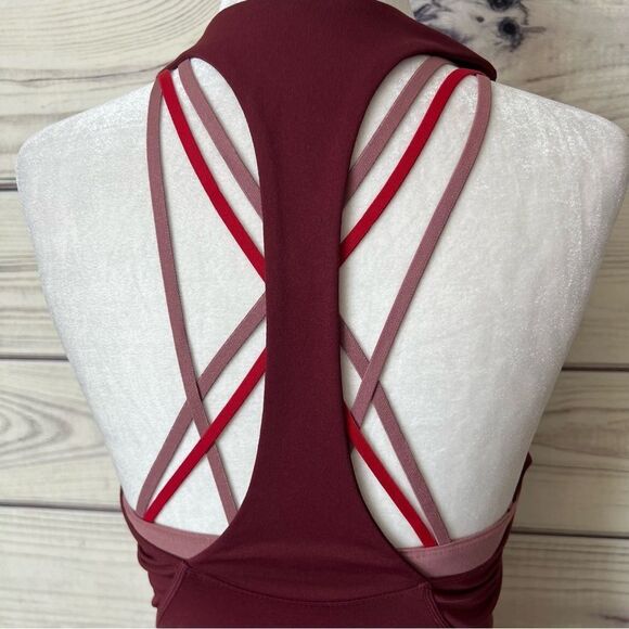 Fabletics Burgundy Boost Strappy Sports Bra Tank Top - Picture 9 of 11